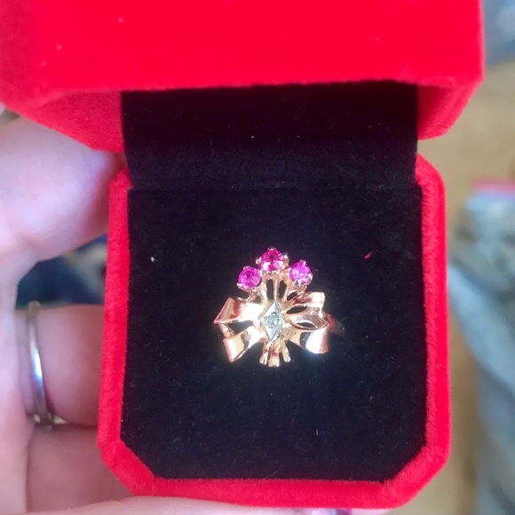 ❌❌❌SOLD ❌❌❌RUBIES AND DIAMOND 14 KT ROSE GOLD RING - Picture 14 of 16
